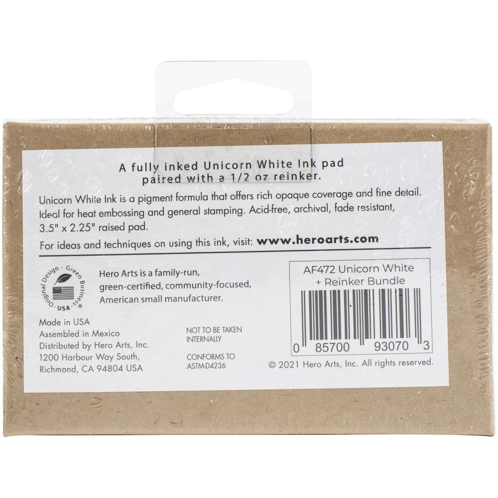 Hero Arts Pigment Ink Pad + Reinker Bundle-Unicorn White