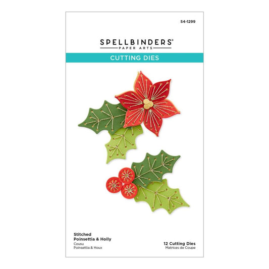 Spellbinders Etched Dies-Stitched Poinsettia & Holly