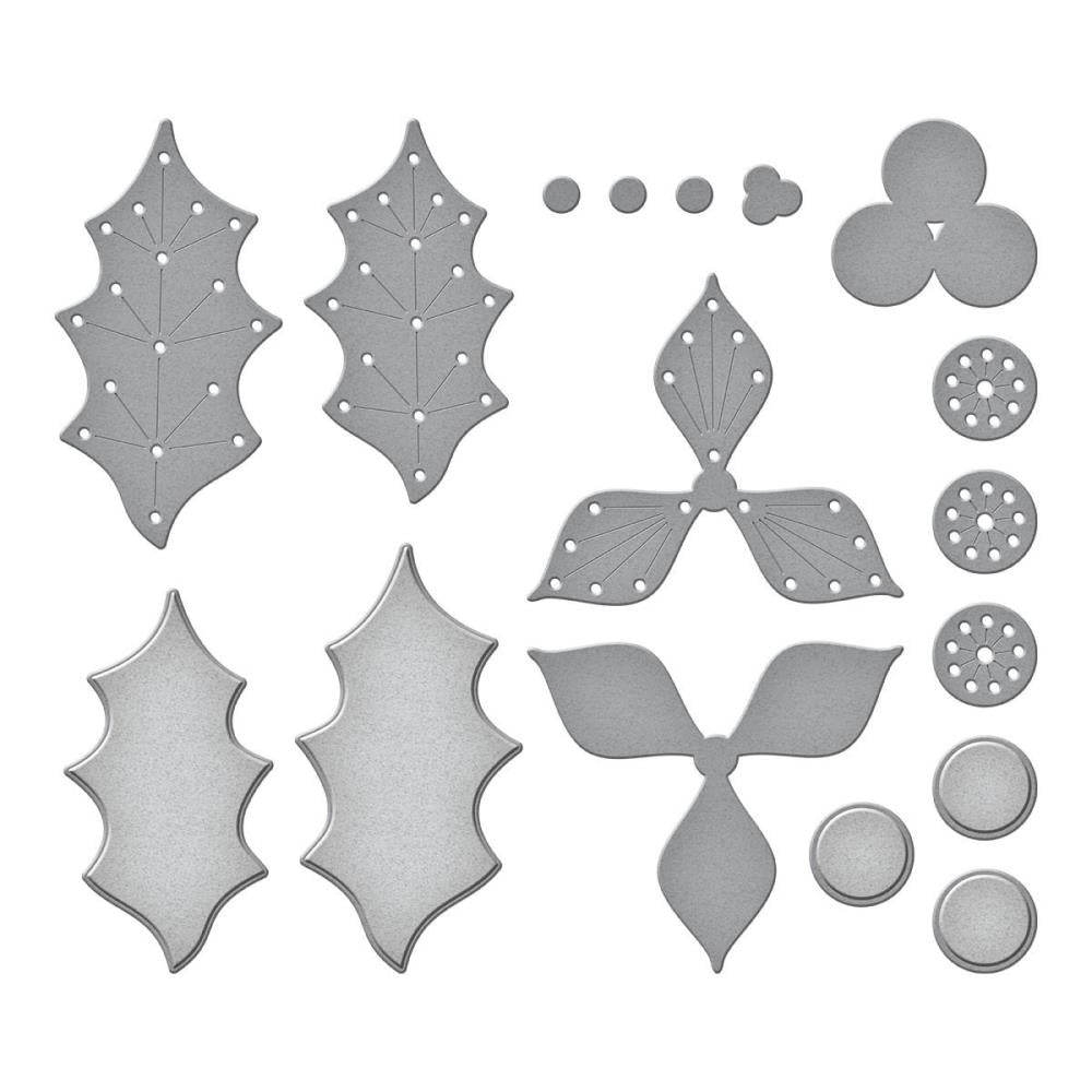 Spellbinders Etched Dies-Stitched Poinsettia & Holly