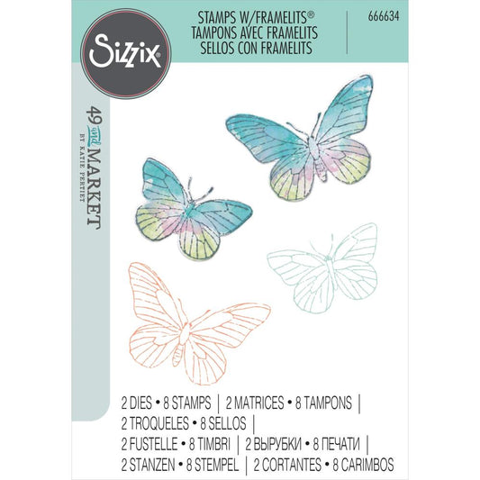 Sizzix Framelits Die & A5 Stamp Set By 49 & Market - Butterflies
