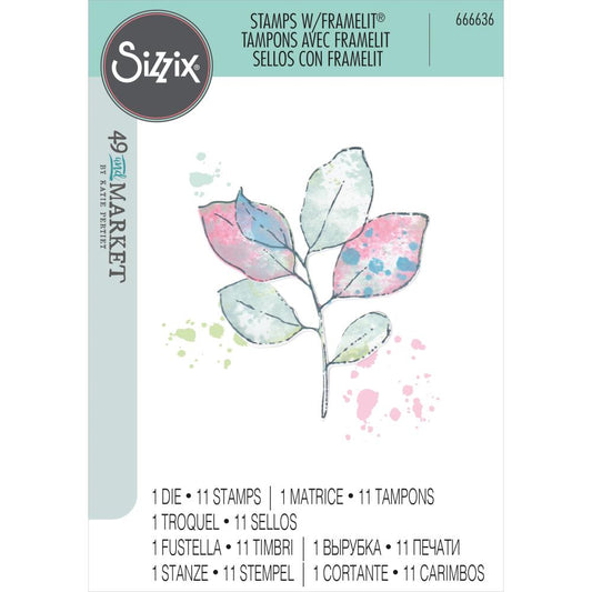 Sizzix Framelits Die & A5 Stamp Set By 49 & Market - Leaf