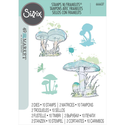 Sizzix Framelits Die & A5 Stamp Set By 49 & Market - Mushroom