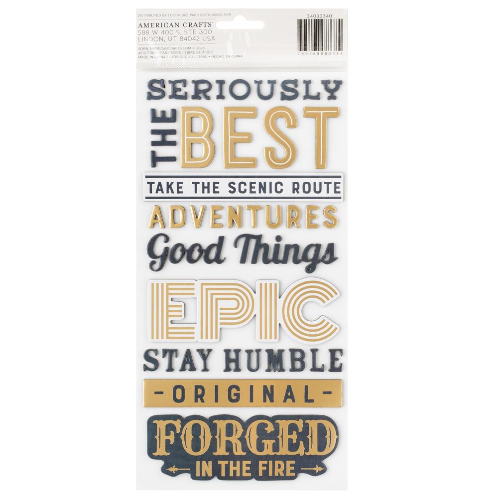 American Crafts Cedar House Thickers- Phrase, Gold Foil Foam