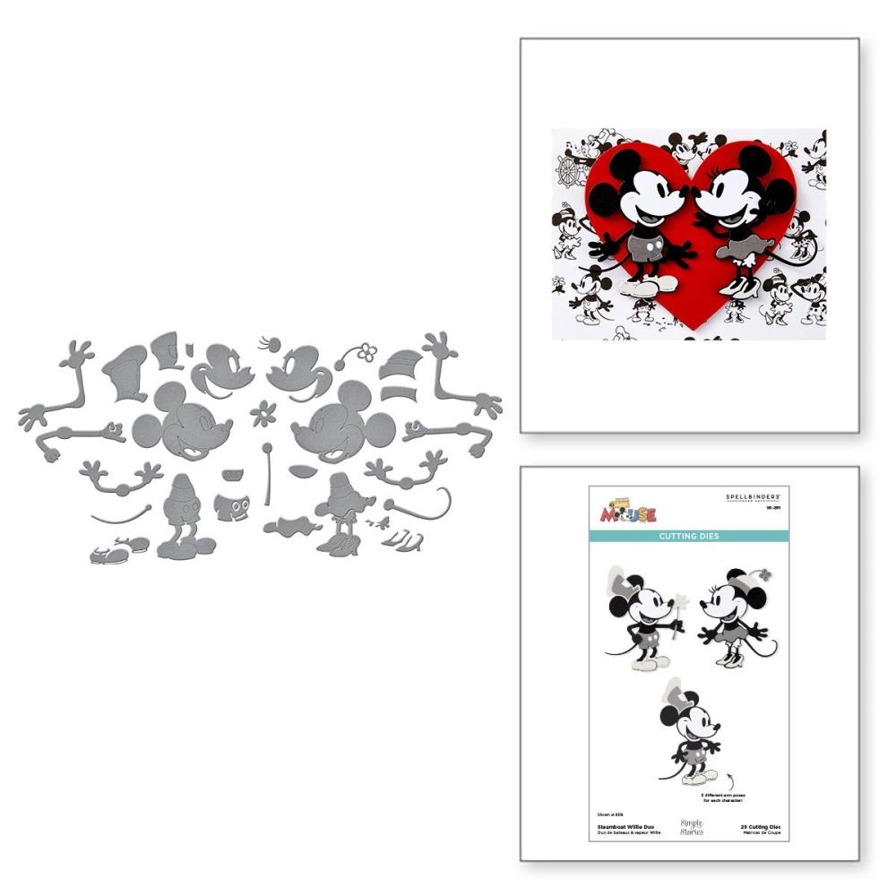 Set of Mickey Mouse cutout pieces with a heart design and instructions on a white background