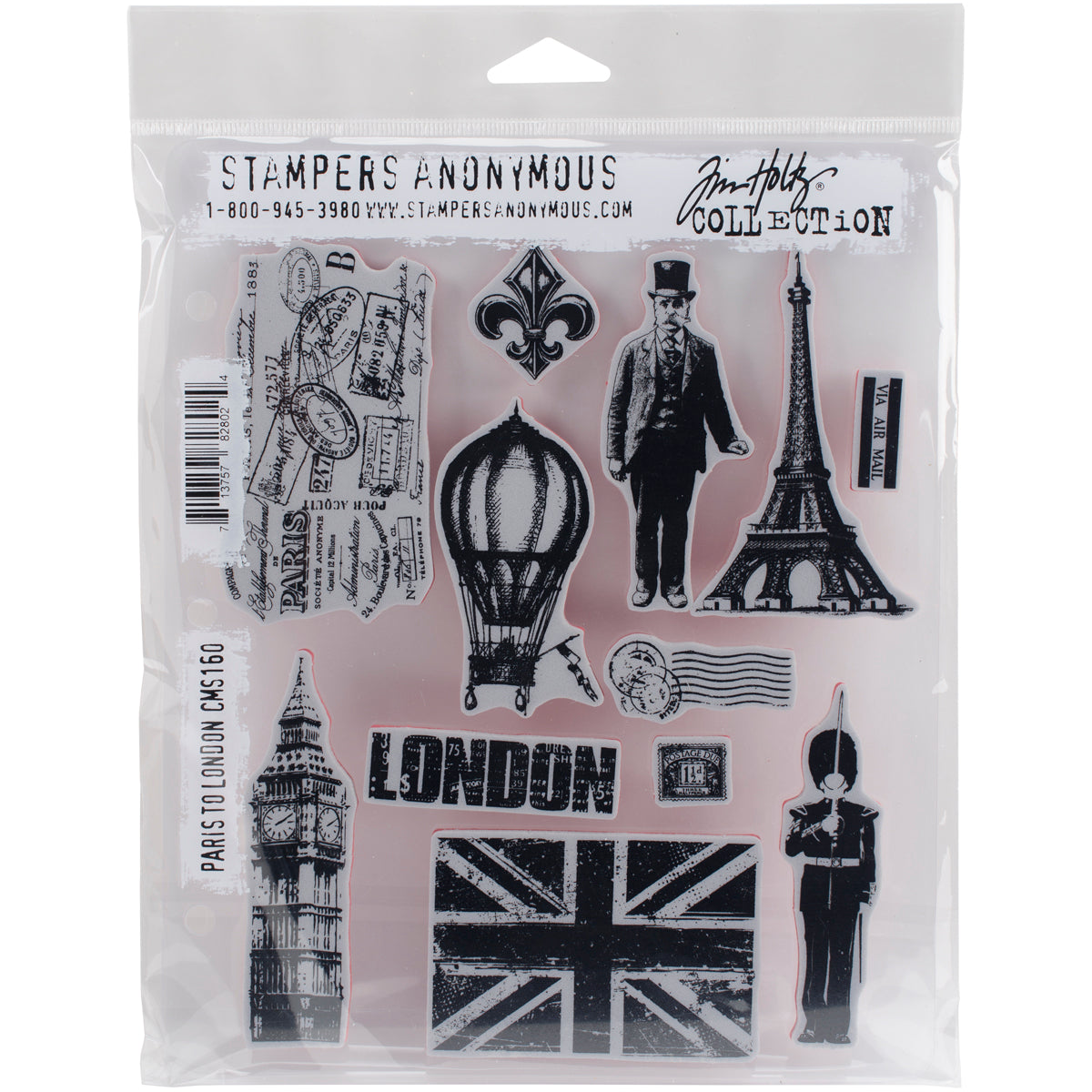 Tim Holtz Cling Stamps 7"X8.5"-Paris To London