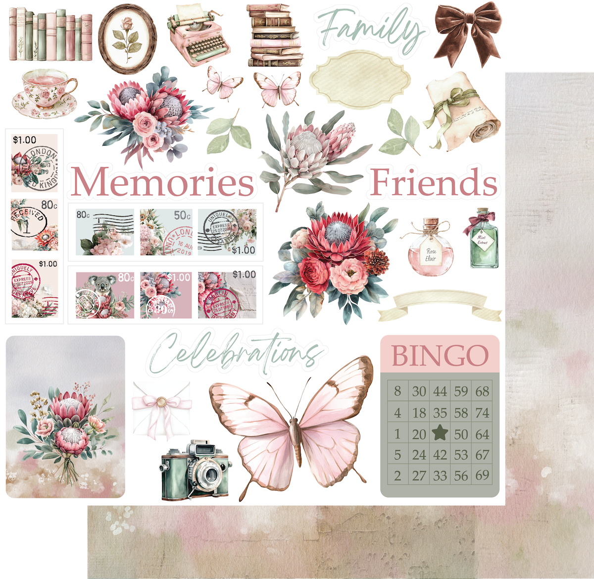 Paperbark Blooms 12 x 12 Collection Pack (16 sheets)