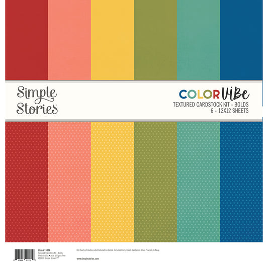 Simple Stories Color Vibe Textured Cardstock Kit 12X12-Bold