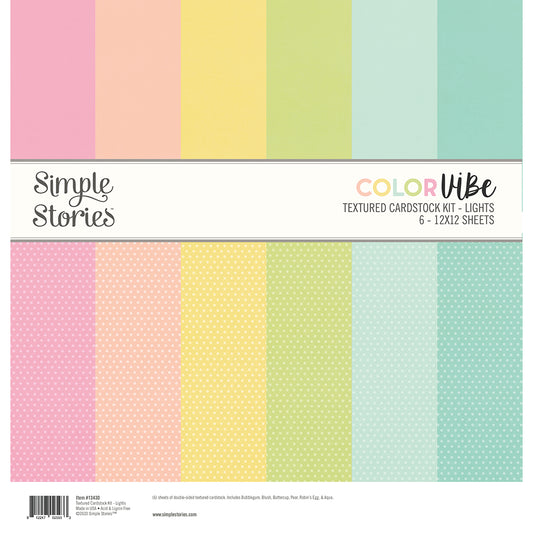 Simple Stories Color Vibe Textured Cardstock Kit 12X12-Lights