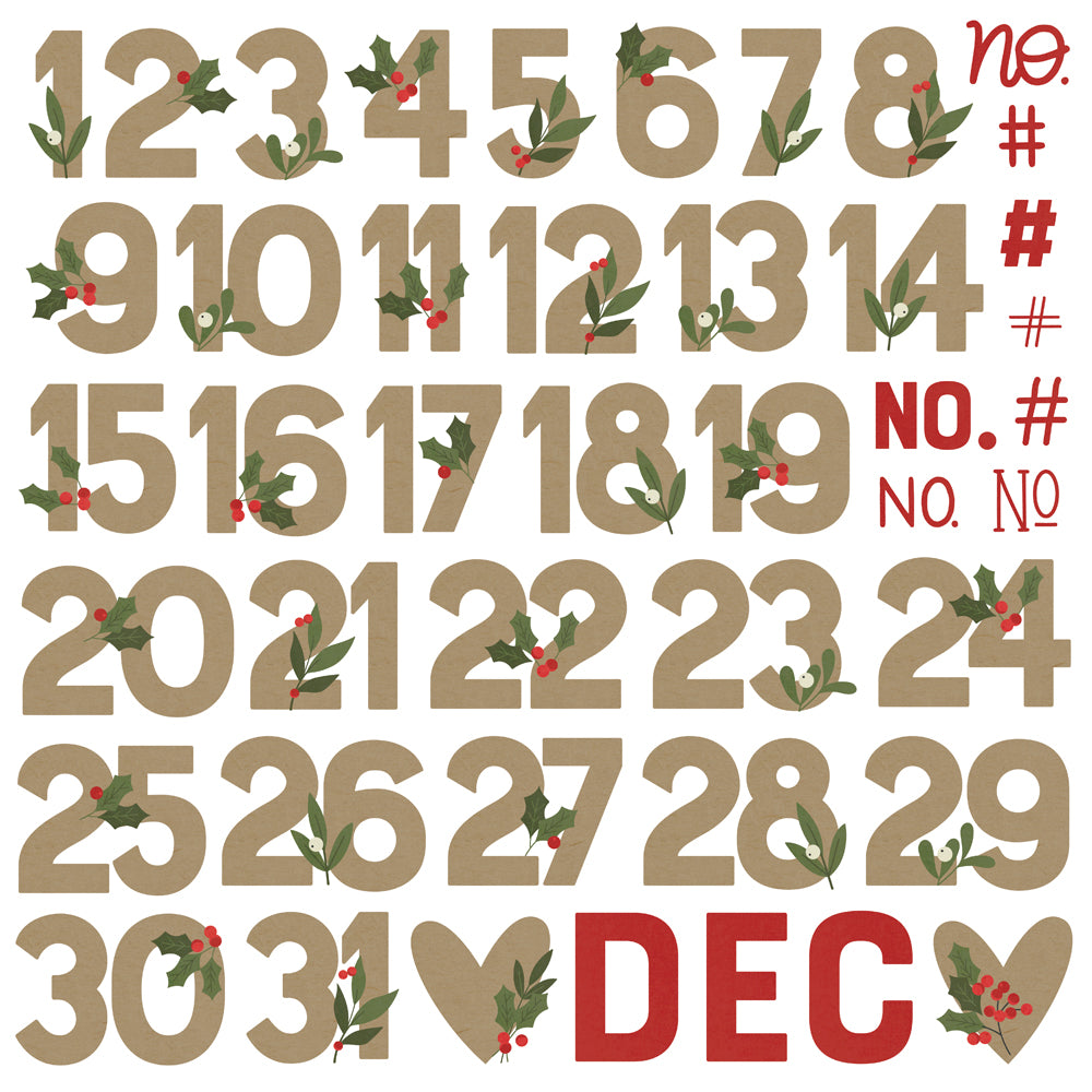 Simple Stories The Holiday Life - Chipboard Numbers