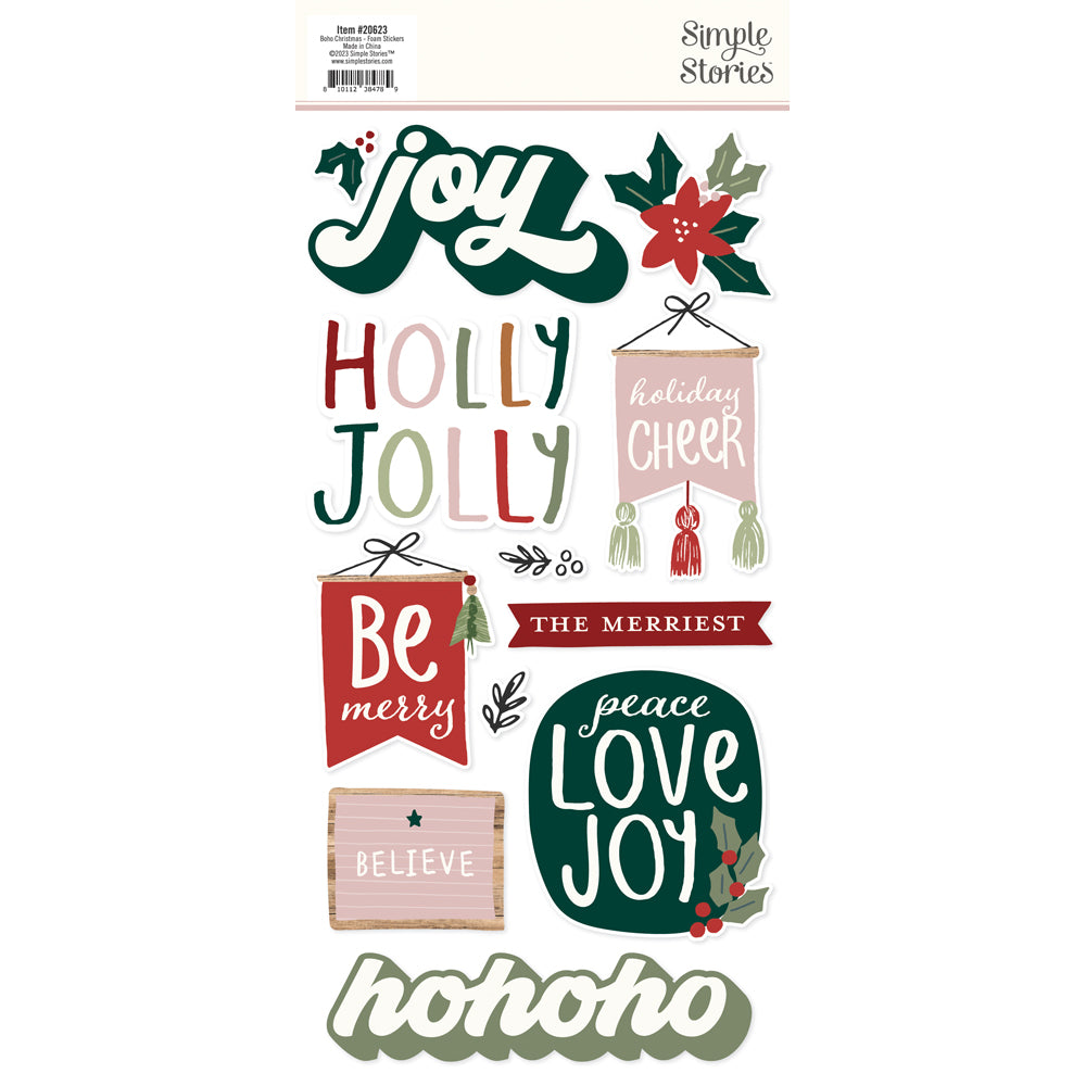 Simple Stories Boho Christmas - Foam Stickers