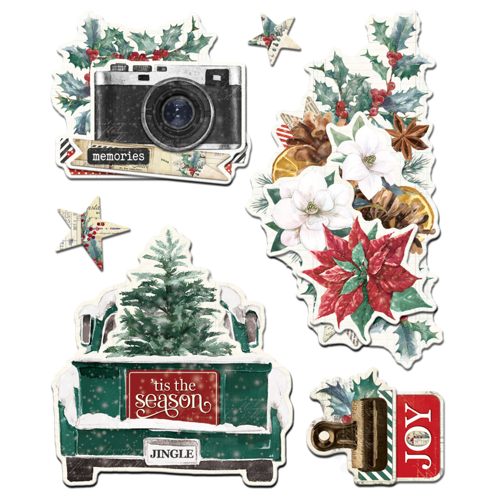Simple Vintage 'Tis The Season - Layered Chipboard Stickers