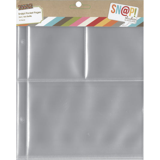 Simple Stories Sn@p! Pocket Pages For 6x8 Binders 10/Pkg-(1) 4x6 & (2) 3x4 Pockets