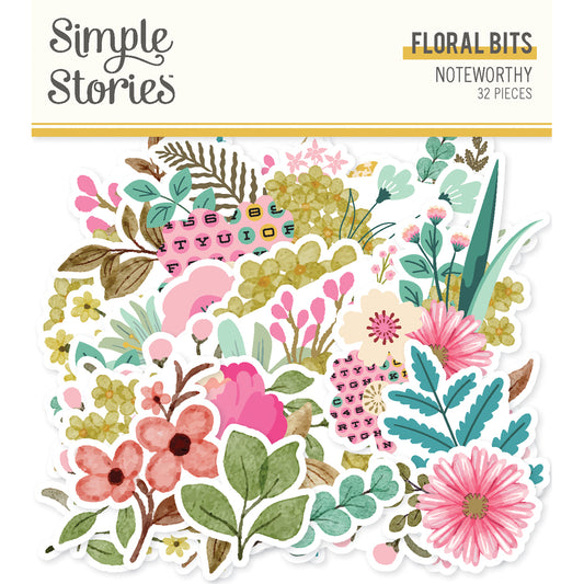 Simple Stories Noteworthy Bits & Pieces Die-Cuts -Floral