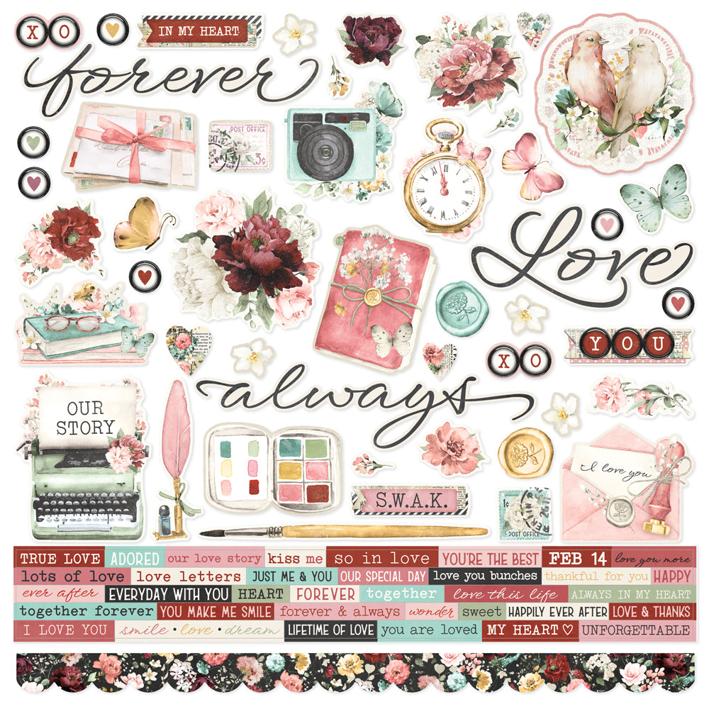 Simple Stories Simple Vintage Love Story Cardstock Stickers 12x12