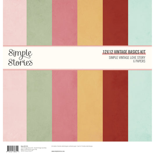 Simple Stories Simple Vintage Love Story Basics Double-Sided Paper Pack