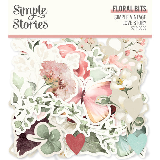 Simple Stories Simple Vintage Love Story Bits & Pieces Floral Die-Cut