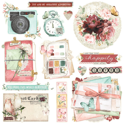 Simple Stories Simple Vintage Love Story Chipboard Clusters