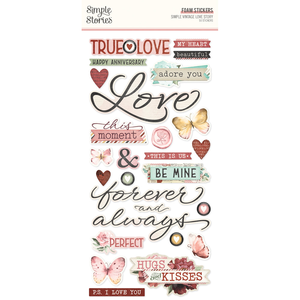 Simple Vintage Love Story Foam Stickers
