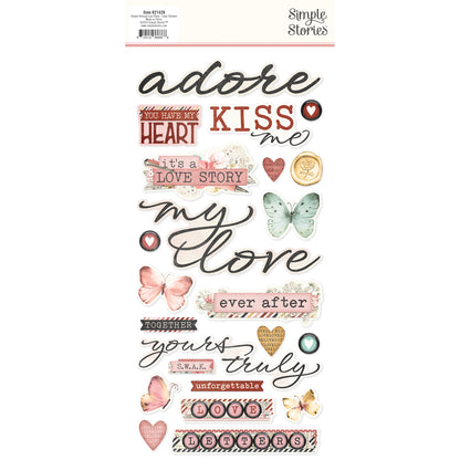 Simple Stories Simple Vintage Love Story Foam Stickers