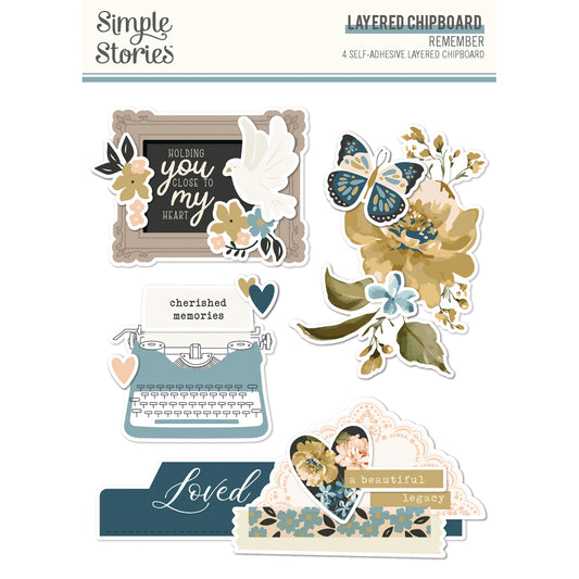 Simple Stories Remember Layered Chipboard Die-Cuts