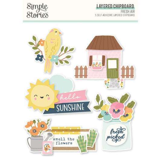 Simple Stories Fresh Air  Layered Chipboard Die-Cuts