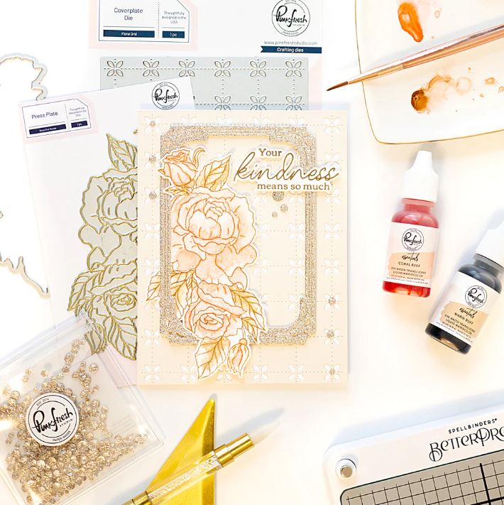 Pinkfresh Studio Beautiful Roses press plate & die bundle