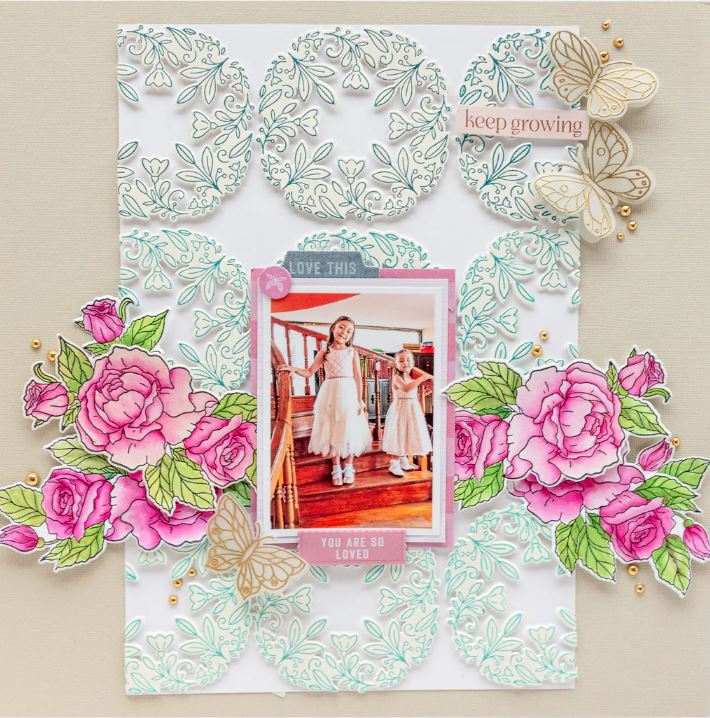 Pinkfresh Studio Beautiful Roses press plate & die bundle
