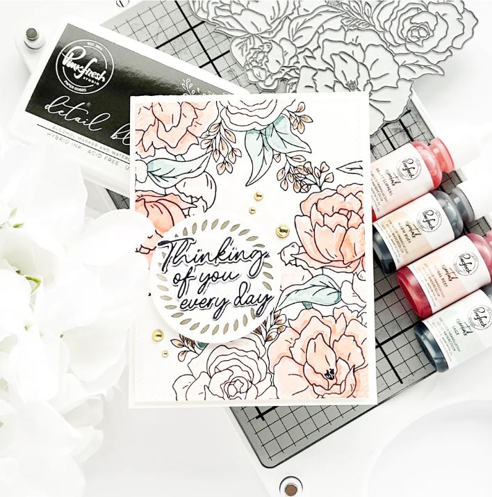 Pinkfresh Studio Camellias press plate & die bundle