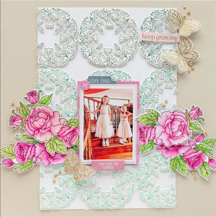 Pinkfresh Studio Floral Round Frame press plate & die bundle