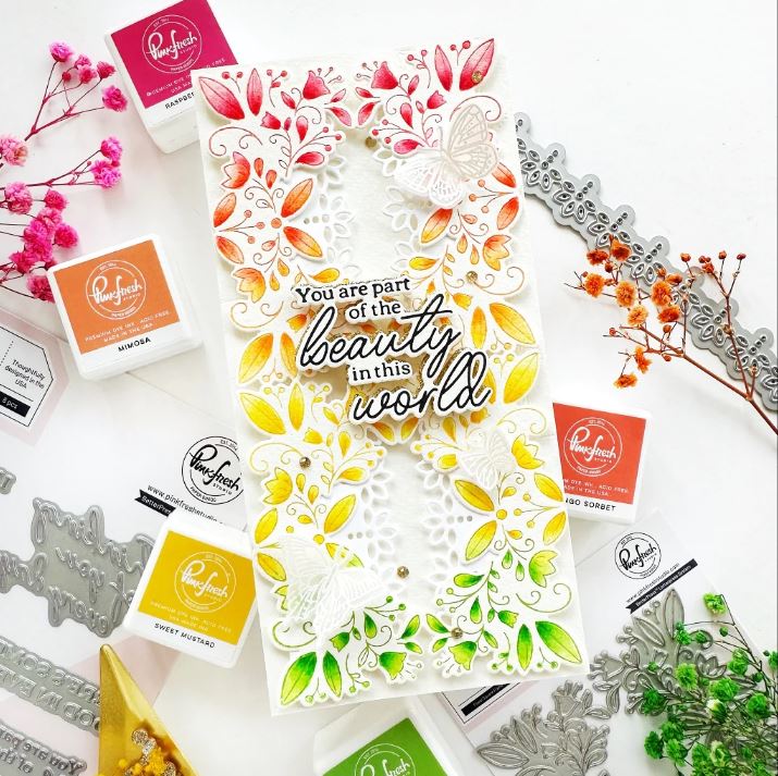 Pinkfresh Studio Floral Square Frame press plate