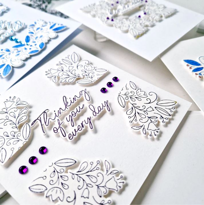 Pinkfresh Studio Floral Square Frame press plate & die bundle