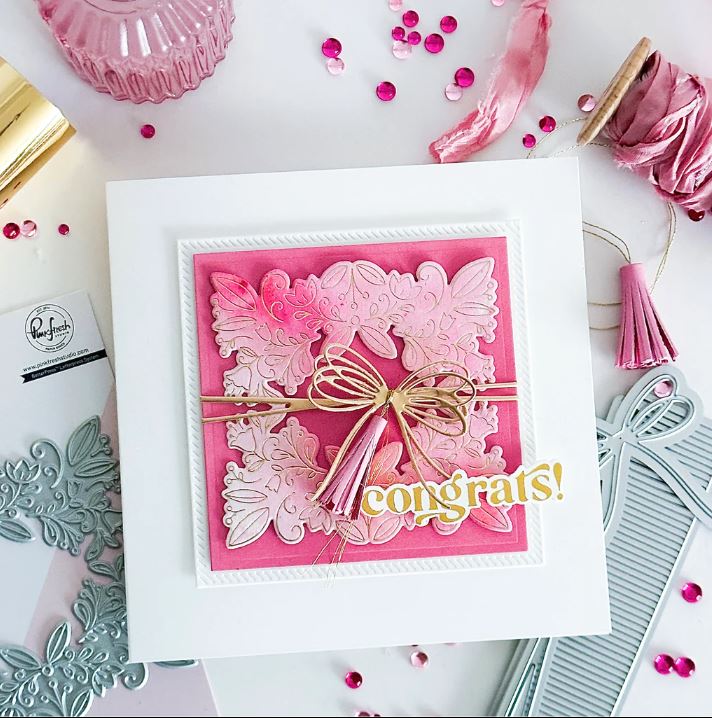 Pinkfresh Studio Floral Square Frame press plate
