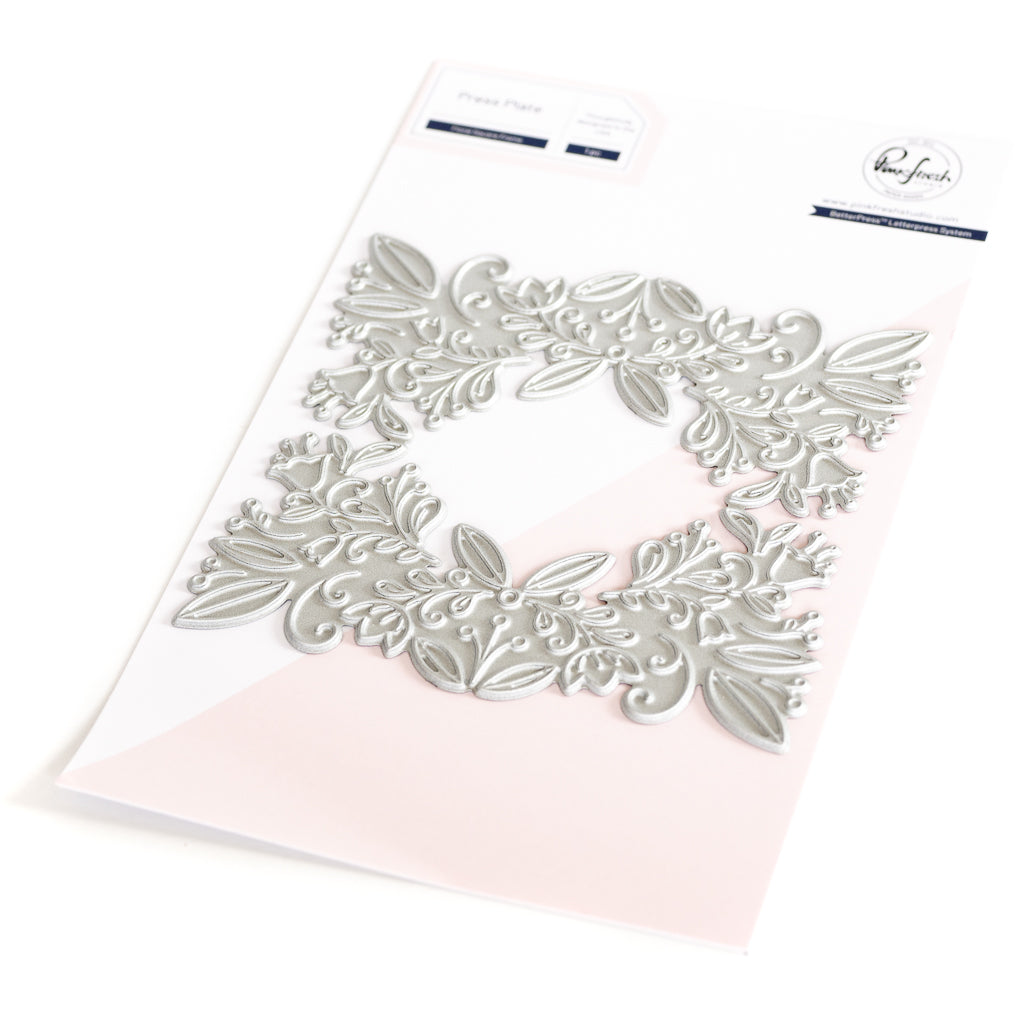 Pinkfresh Studio Floral Square Frame press plate & die bundle