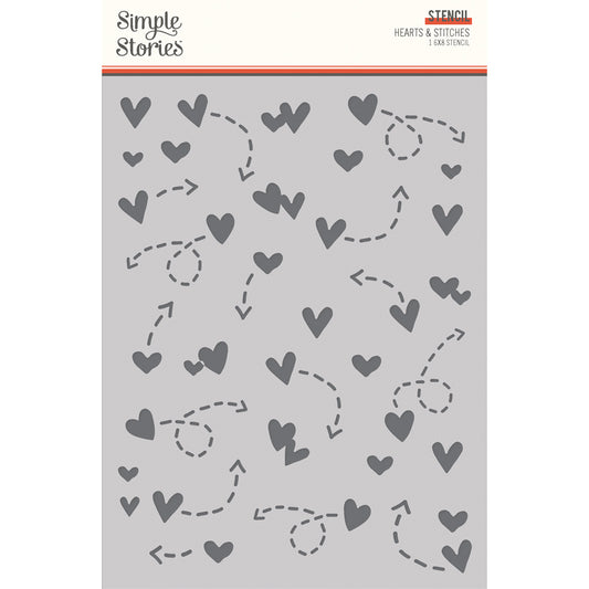 Simple Stories Pack Your Bags Stencil-Hearts & Stitches