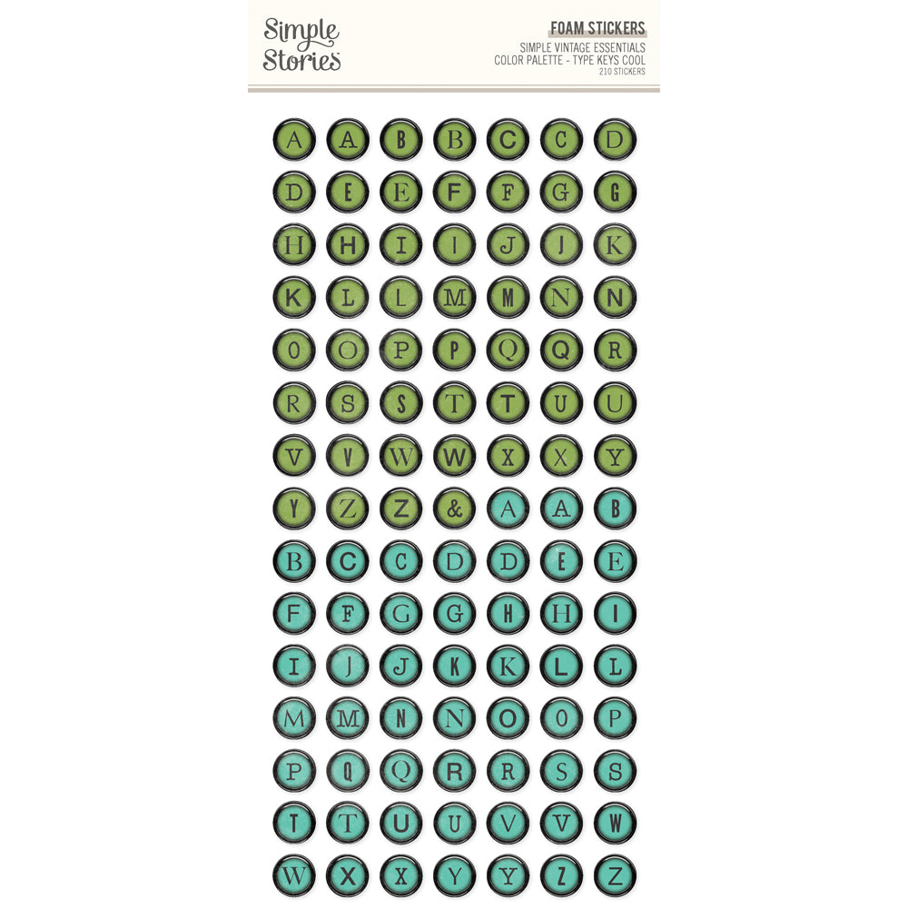Simple Stories SV Essentials Color Palette Foam Stickers -Type Keys Cool