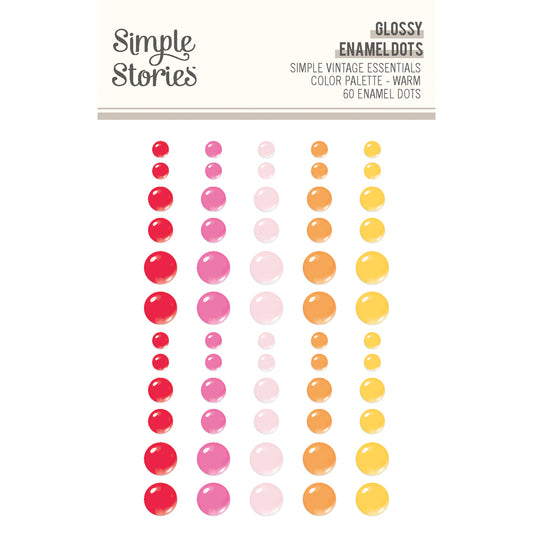 Simple Stories SV Essentials Color Palette Enamel Dots-Warm, Glossy