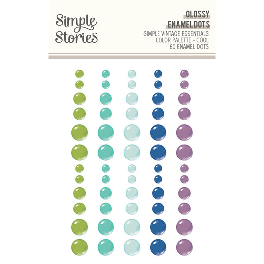 Simple Stories SV Essentials Color Palette Enamel Dots-Cool, Glossy