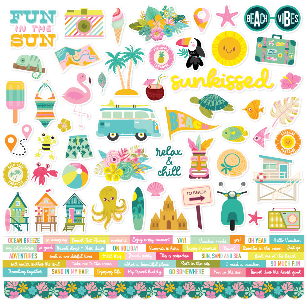 Simple Stories Just Beachy Cardstock Stickers