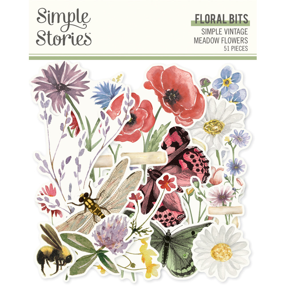 Simple Stories Simple Vintage Meadow Flowers - Floral Bits & Pieces