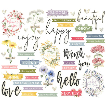 Simple Stories Simple Vintage Meadow Flowers - Sentiment Bits & Pieces