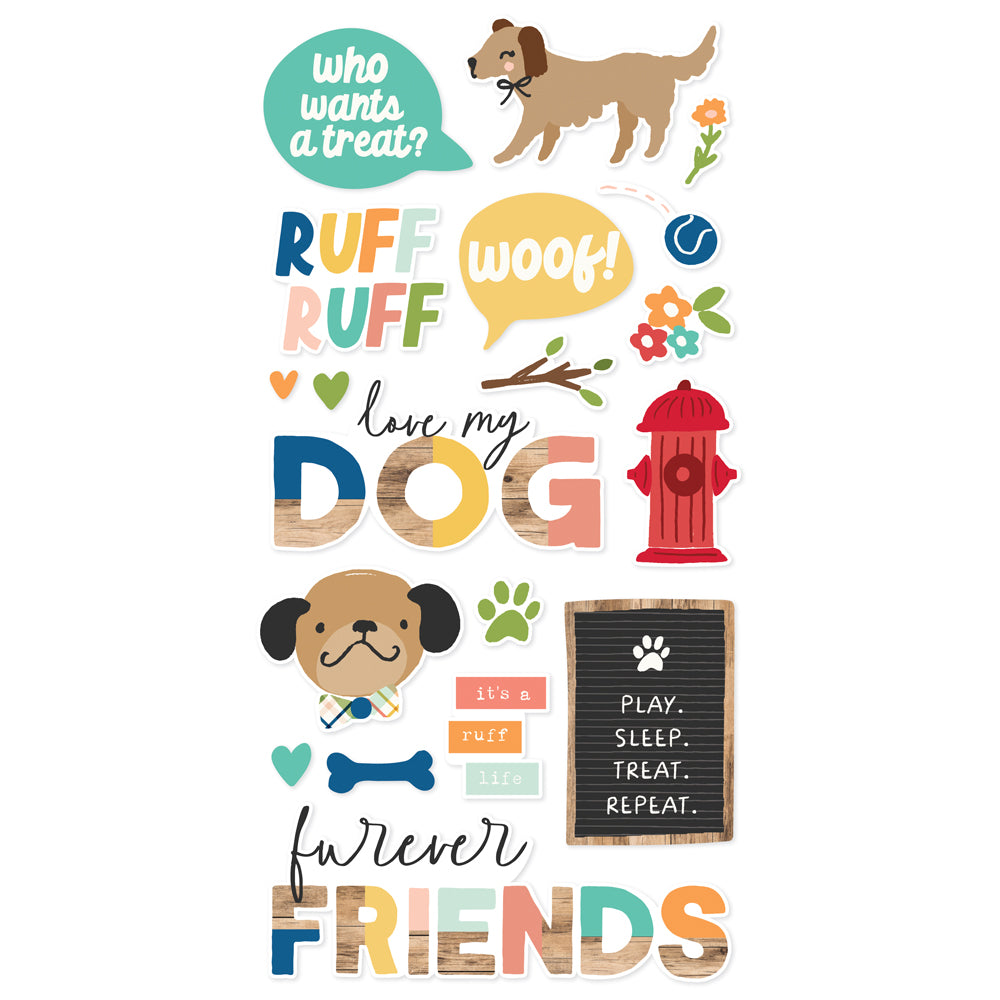 Simple Stories Fur Baby Dog Foam Stickers