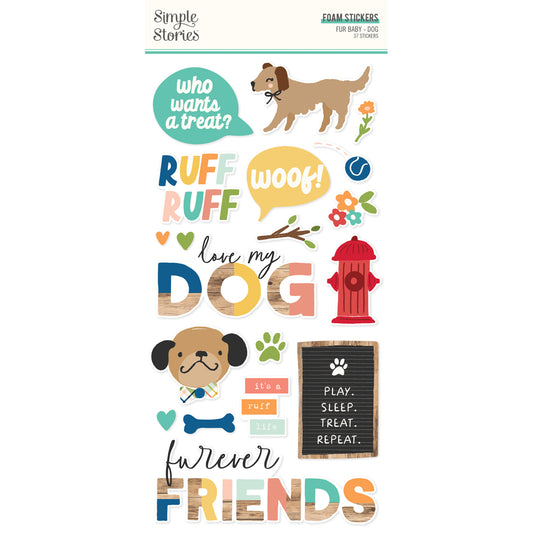 Simple Stories Fur Baby Dog Foam Stickers