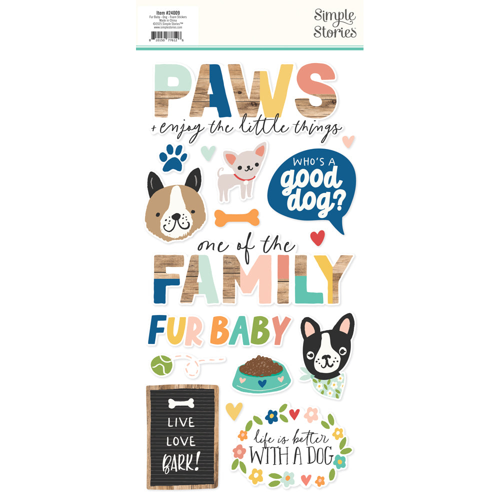 Simple Stories Fur Baby Dog Foam Stickers