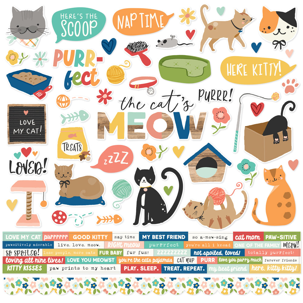 Simple Stories Fur Baby Cat Cardstock Stickers