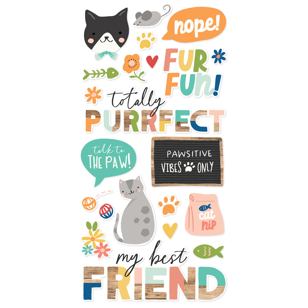 Simple Stories Fur Baby Cat Foam Stickers