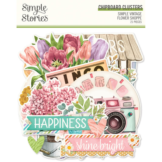 Simple Stories SV Flower Shoppe Chipboard-Clusters