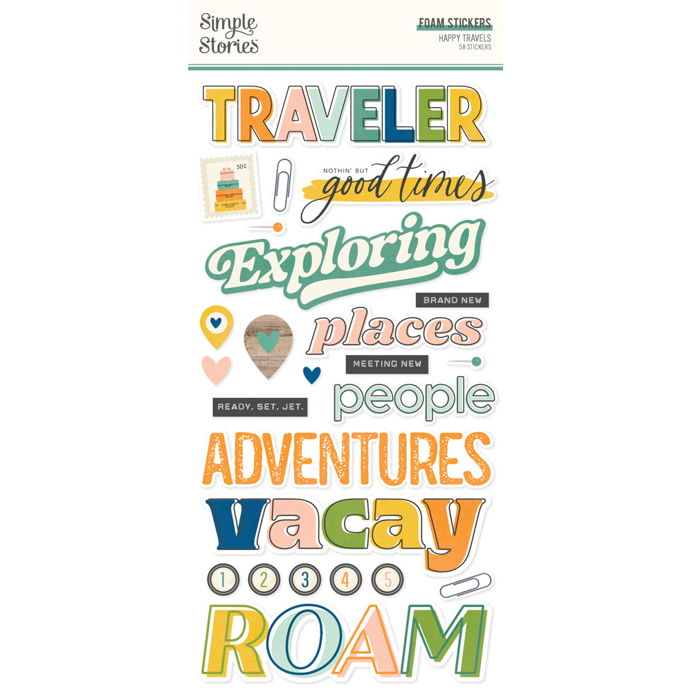 Happy Travels Foam Stickers