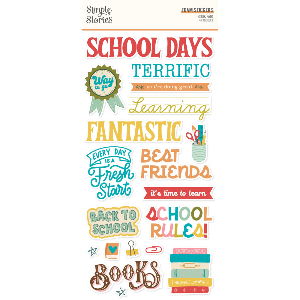 Simple Stories Book Fair Foam Stickers