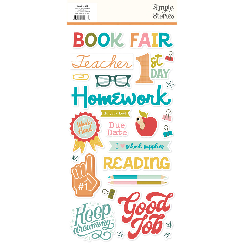 Simple Stories Book Fair Foam Stickers