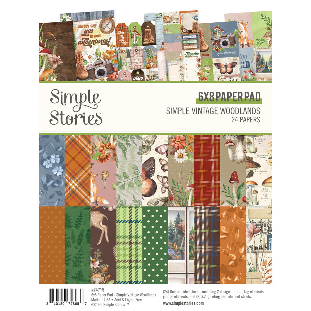 Simple Stories Simple Vintage Woodlands Double-Sided Paper Pad 6"X8" 24/Pkg